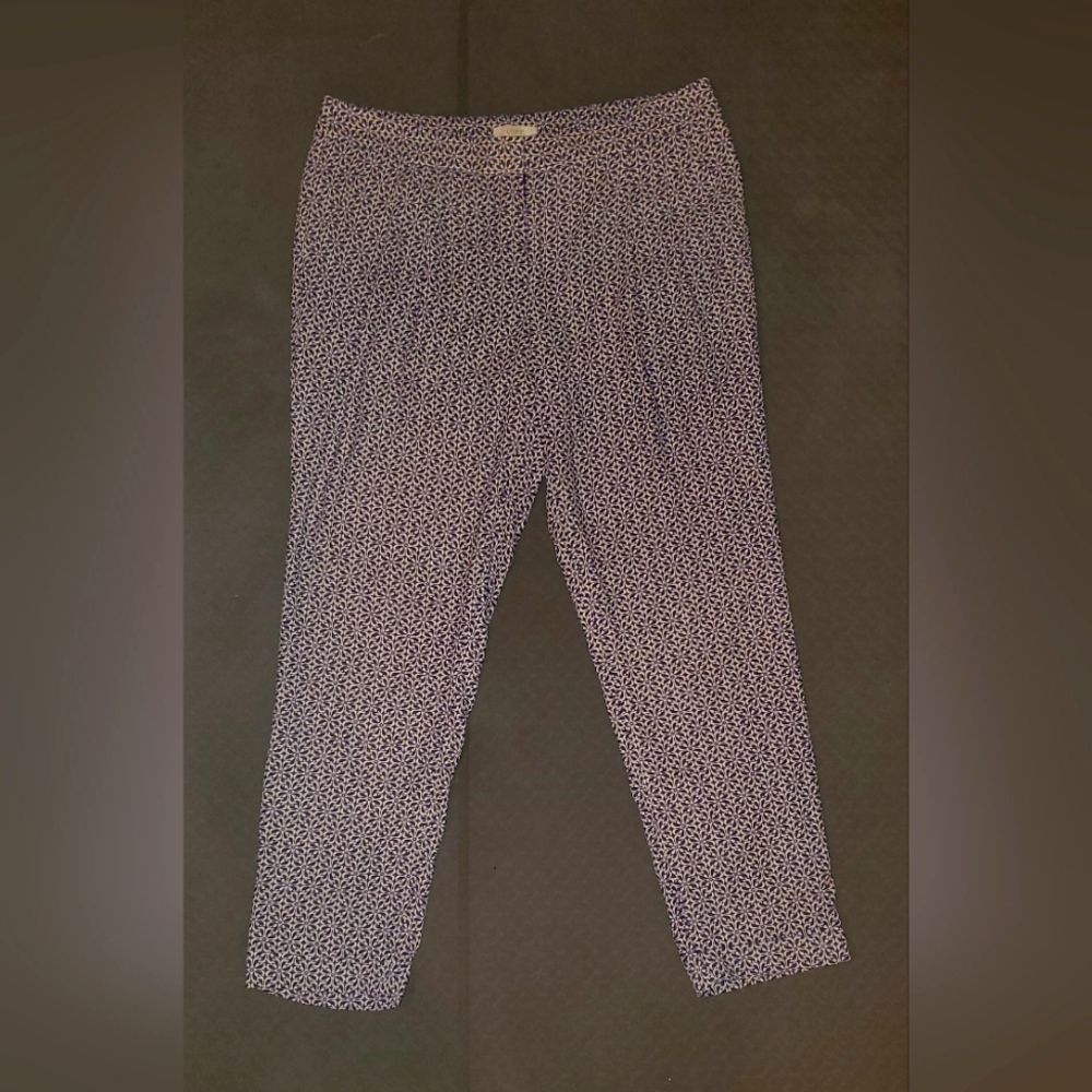 LOFT purple and white cropped dress pants, Size 6